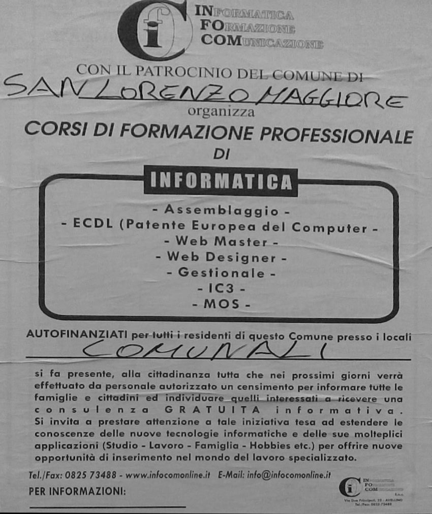 Manifesto - Corsi di formazione professionale d'informatica